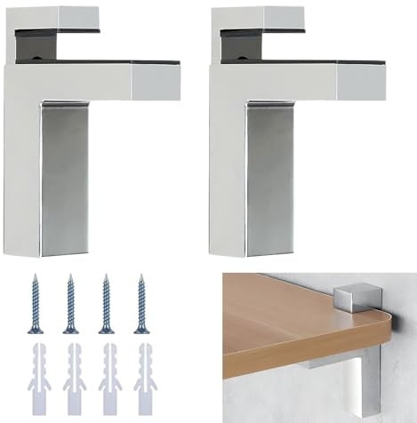 Zliger 2 Stück Einstellbare Regalbodenträger, glasbodenträger, glasregal, glashalter, Glashalter Wandhalterung für 3-36mm Dicke Regal