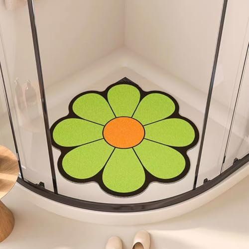 Tapis De Douche d'angle Antidérapant 40x50cm | Grand Tapis De Baignoire en Luffa for Douche d'angle,Triangulaire Tapis De Bain Incurvé for Personnes Âgées(D,40 * 50cm)