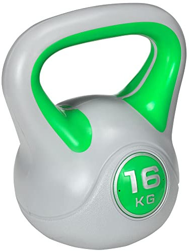 SPORTNOW Kettlebell, 16kg Kettle Bells with Handle for Home Gym Weight Lifting and Strength Training, Green and Grey