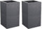 EDA - Pot Carré Haut Volcania'Up 36 L - Décor Imitation Pierre - Simple Paroi - Zone de Rétention d'eau - 29,5 x 29,5 x 49,5 cm - Gris Galet (Lot de 2)