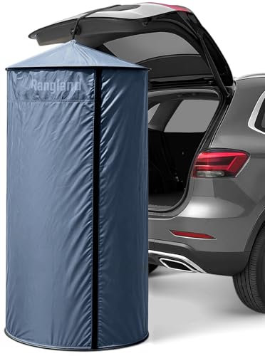 Rangland Tienda cambiadora para SUV – Fácil de desplegar con Ventosa para portón Trasero – Vestidor portátil para Camping, Playa, Ducha al Aire Libre o Inodoro – Incluye Bolsa de Transporte – Azul