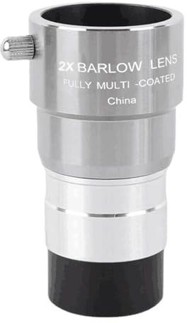 Telescope Metal 2X3X/5X Extender Telescope Double Universal Lens To Contact 1.25 Inches 31.7mm Eyepiece(2X Barlow Lens)