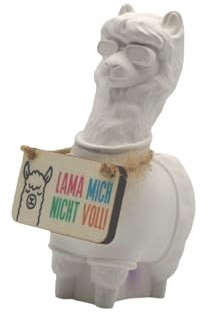 Generisch Keraflott Lama mit/ohne Holzschild | Dekofigur mit frechen Sprüchen | Handmade Geschenkidee (Lama mit Pulli und Schild)