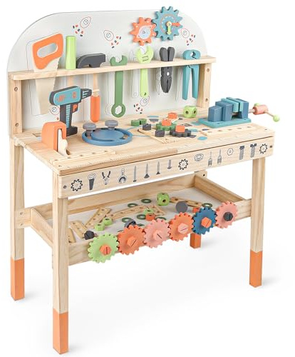 Giocattoli Bambino Banco da Lavoro per Bambini Attrezzi Bambini Giochi in Legno 3 4 5 6 Anni Regalo Bambino