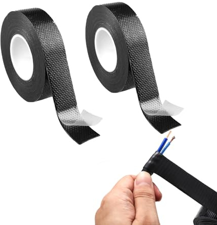 Selbstverschweißendes Isolierband,2 Stück Selbstverschweißende Lsolierband 5m x 23mm x 0.8mm Wasserdicht Lsolierband Reparatur Klebeband für Schlauch Notfallreparatur Kabelisolierung,Schwarz