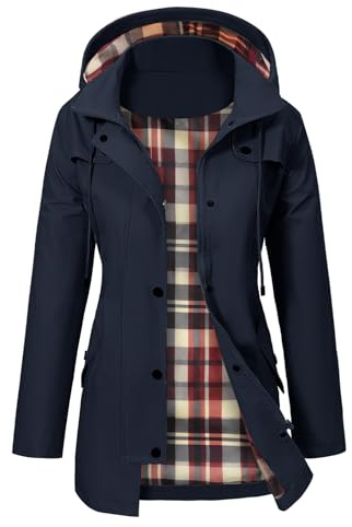 UMIPUBO Imperméables Vestes pour Femme Manteau à Capuche Impermeable Imperméable Longue Coupe-Vent Zip Poncho d'Extérieur Coupe Vent Veste de Pluie Printemps Automne