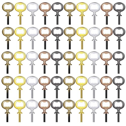 NIZEAMI 50Pcs Metal Bottle Opener Blanks Stainless Steel Bottle Opener Inserts Kit Threaded Beer Opener Hardware