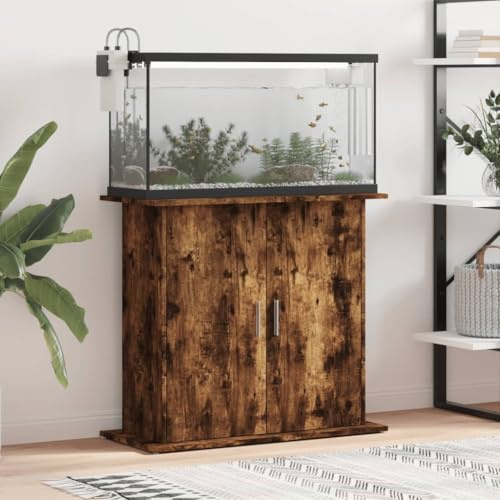 Teenpull Supporto per acquario, in legno da 81 x 36 x 73 cm, con robusto spazio e porte, moderno armadio per acquario per soggiorno, ufficio e camera da letto, stazione di presentazione salvaspazio