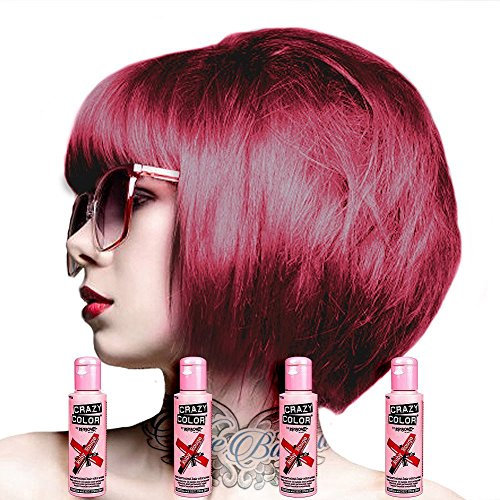 Renbow Crazy Color - Tinte semipermanente para el cabello, 4 unidades, color rojo rubí (100 ml)