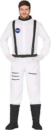 FIESTAS GUIRCA | Astronaut Kostüm für Erwachsene (48-50/M) - Raumanzug - Astronauten und Pilot Kostüme für Halloween, Karneval und Kostümpartys - Ideal für Erwachsene - Weiß und Schwarz
