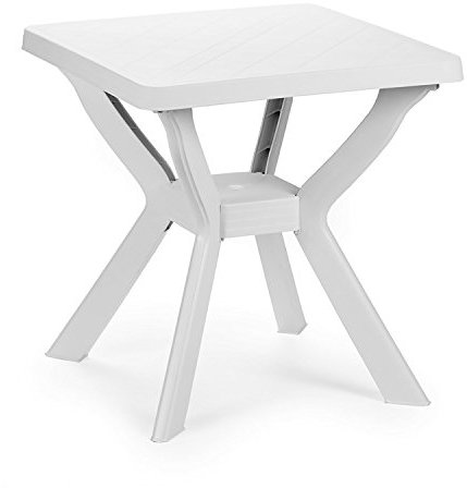 INDA-Exclusiv Praktischer Bistrotisch - Gartentisch aus Kunststoff - 70x70cm - Weiß - Balkontisch - Gartentisch - Terassentisch