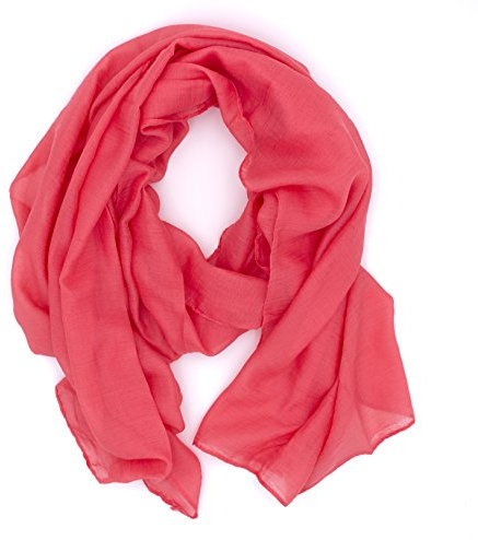 DOLCE ABBRACCIO by RiemTEX WILD CAT Damen Schal Halstuch Tuch aus Chiffon für Frühling Sommer Ganzjährig (Koralle)