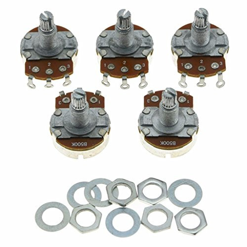 Dopro 5pcs Linear Guitar Pots Volume 500K Electric Guitar Large Pots 24mm Base with Long Split Shaft Guitar Potentiometer B500K