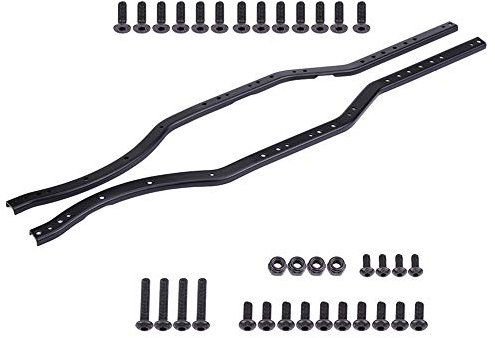 RC Chassis Schiene, Stahl Haupt Chassis Frame Schiene 414mm für AXIAL SCX10 90027 SCX10 II 90046 90047 Ersatz-Set mit Schrauben
