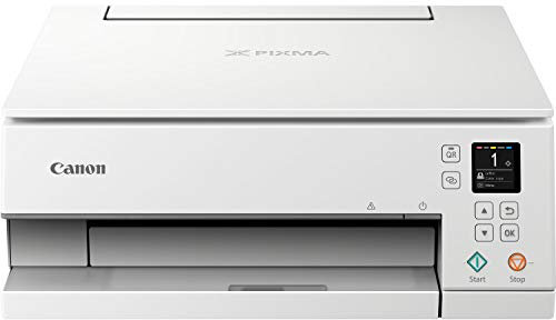 Canon PIXMA TS6351 Drucker Farbtintenstrahl Multifunktionsgerät DIN A4 (Scanner, Kopierer, Fotodrucker, OLED, 4.800 x 1.200 dpi, USB, WLAN, 5 separate Tinten, Duplexdruck, 2 Papierzuführungen), weiß