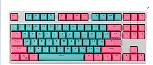 Sunzit Keycaps, 87 Keys Miami Color Dual Column Keycap Teclado Mecánico Universal Backlight Keys Keycap para Cherry MX Teclado Mecánico Ikbc