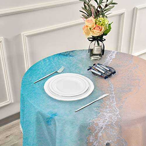 FANTAZIO Amzing Copacabana Strand-Tischdecke, rund, waschbar, Polyester, ideal für Buffet-Tisch, Partys, Urlaub, Abendessen