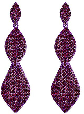 Clearine Pendientes con diamantes de imitación hoja de cristal boda fiesta nupcial declaración pendientes colgantes para mujer morado