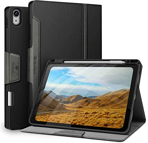 Antbox Hülle für iPad Air 11 Zoll M3 (2025) / M2 (2024), iPad Air 5./4. Generation (2022/2020) 10.9 Zoll mit Stifthalter Auto Schlaf/Wach Funktion PU Ledertasche Schutzhülle(Schwarz)