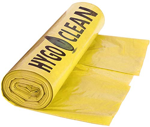 HygoClean Lot de 25 sacs poubelle légers en polyéthylène basse densité Jaune 700 x 1100 mm 120 l