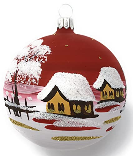 Generisch Christbaumkugel Midi Glas-Kugel Weihnachtskugel Baumbehang Handarbeit Lauscha, : voll - rot