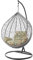 Kideo® Komplettset: großer Hängesessel mit Gestell & Kissen, Lounge Möbel, Poly-Rattan, XXL, grau (Kissen: grün Nest (5101 Tropical Garden))