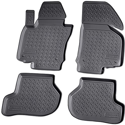 Recambo 3D Gummi Fußmatten kompatibel für VW Golf 5 + 6 | 2003-2012 | Auto Gummimatten | Passgenau | mit Rand | schwarz