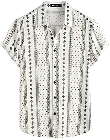 VATPAVE Herren Sommer Tropische Hemden Kurzarm Aloha Hawaii Hemden | Blumig, Hawaii Hemd Männer, Freizeit, Strand, Vintage, Blumiger Tropisch, Regular Fit, Urlaub, Festival