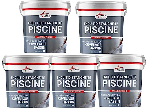 Enduit de cuvelage piscine, enduit hydrofuge pour étanchéité piscine et bassin - Offre Spéciale : 5 x 25 Kg Gris - ARCANE INDUSTRIES