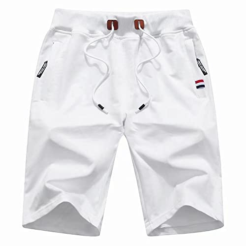 JustSun Mens Shorts Casual Sports Joggers Shorts with Elastic Waist Zipper Pockets