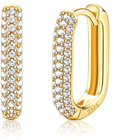 KRFY Creolen Gold/Silber 925 für Damen 18 Karat Vergoldet Zirkonia Ohrringe Gold Creolen Hypoallergen Huggie Ohrringe Creolen Silber/Gold für Mädchen
