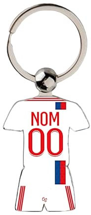 Coque-swag Porte Clé Football Lyon 2021 2022 Maillot Domicile Personnalisable avec Nom et Numéro, Vert, 5.6mm x 3.6mm, (PC0011)