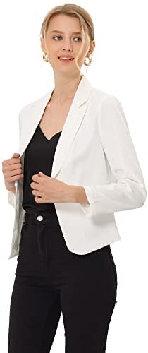 Allegra K Kvinnors öppen front kontor arbete business crop suit blazer | Öppen framsida, elegant elegant topp, överdrag för aftonklänningar