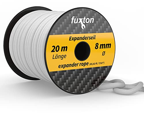 fuxton Cuerda Elastica 8 mm 20 m Blanco, (elásticos para Piscinas, elástico para Exteriores, Cinta elástica, cordón de Caucho, cordón para Lona, cordón Tensor)