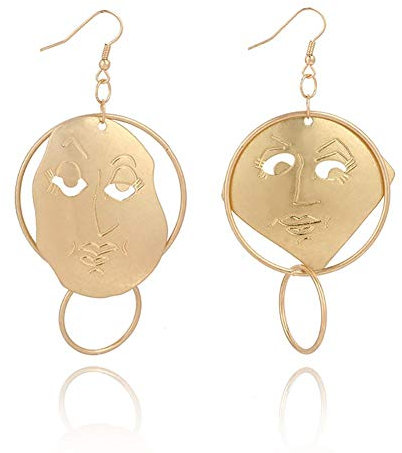 Wunderschöne modische Ohrringe, asymmetrische Skulptur, menschliches Gesicht, Hula Frauen Haken, Ohrringe, Schmuck, Dekoration, Ohrringe, elegant und beliebt