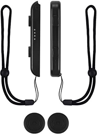 TOYMIS 2 Packs Strap Controller, mit Joystick Cap Wrist Controller Verstellbares elastisches Controller-Armband Handschlaufe für Switch Joycon Controller (Schwarz)