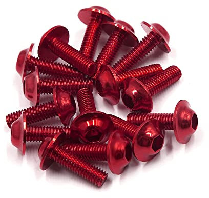 A ABSOPRO Licenza Piastre Carenatura Bulloni Viti M6 X 20mm Rosso (Set di 15)