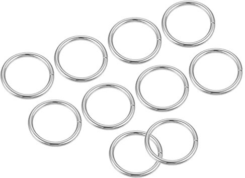 METALLIXITY 50Stk Metall O Ring Schnallen (25x3mm) Ungeschweißt Rund Ringe - für Basteln DIY Taschen Handtaschen Gürtel Silber Ton