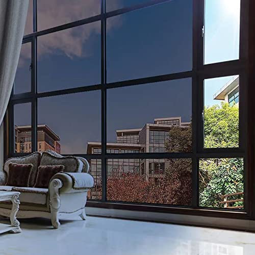 ZHUOZ1T Spiegelfolie Fenster Sichtschutz Fensterfolie,Sonnenschutz Hitzeschutz Fensterfolie,Anti-UV Folie Privatsphäre Tönungsfolie,Selbstklebend,für Büro und Haus (80x300cm)