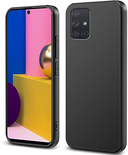 Filoto Soft Silikon Hülle für Samsung Galaxy A51 4G, Kameraschutz Stoßfest TPU Handyhülle, Anti-Fingerabdruck Unzerstörbare Starke Stoßfestigkeit Kratzfest Ultra Dünn Schutzhülle (Schwarz)