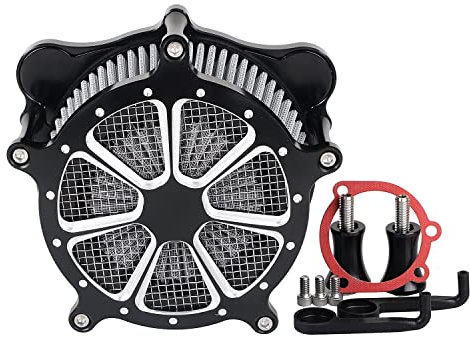 SHMTOOL Moto Filtro di aspirazione grigio del pulitore dell'aria di taglio CNC Per Harley Dyna Street Bob 1993-2016, Touring Road King Glide 1993-2007, Softail 1993-2015