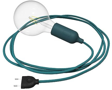 creative cables - Snake Leuchte aus Silikon mit Schalter und Stecker - Mit Glühbirne, Petrolblau