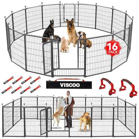 VISCOO Dog Playpen Outdoor, 16 Panels 40 High Metal Dog Fence with Gate