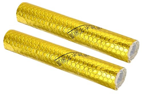 PATIKIL Ruban d'Isolation de Tuyau en Aluminium, 2 Paquets de 1,64 Pieds x 10,63 Pouces, Adhésif en Coquille de Feuille d'Aluminium Absorbant les Chocs et Insonorisant, Couleur Dorée