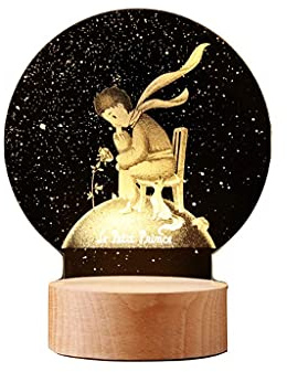HWSY Tischlampe Kleiner Prinz Tischlampe 3D Rose Blume Nachtlichter Kreativität Individualität Geschenk Nachttischlampe Weihnachtsleselampe (Farbe: Kleiner Prinz) Interesting