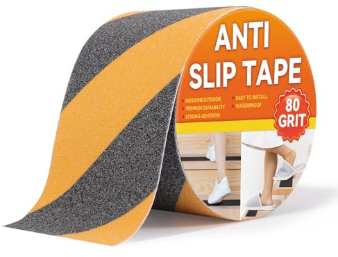 Housolution Strisce Antiscivolo per Scale 10cm x 10m, Nastro di Sicurezza per Gradini, Autoadesivo Esterno Interno, Accessori Scale, Nero/Giallo