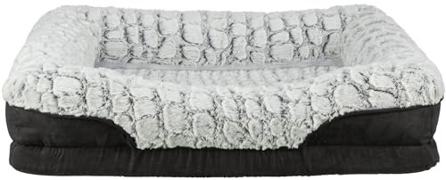 TRIXIE orthopädisches Hundebett Vital Lino 110 × 75 cm in schwarz/grau - hochwertiges Hundekissen mit Memory Schaum - Hundekorb für ältere Hunde - gelenkschonend und entlastend – 37256