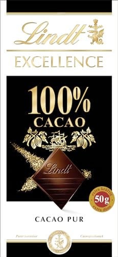 Lindt Schokolade | EXCELLENCE Tafel 100% | 50g | extra dünne Feinherbe Bitter-Schokolade mit intensivem Kakao-Geschmack | vegane Schokoladen-Tafel
