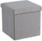 Home Source Folding Ottoman, Boucle Teddy Bear Fabric Storage Square Box, Grey