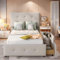 Bett 90x200 Schlafsofa mit bettkasten Polsterbett Einzelbett mit Schubladen, hautfreundlicher Samtstoff flaches Einzelbett Kinderbett Jugendbett Gästebett, Beige (ohne Matratze)